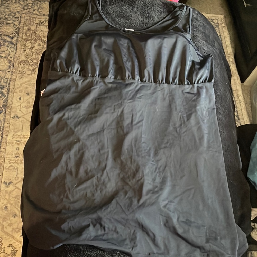 Black Swim Dress with High Neck Mesh Top Size 30W from Roaman’s